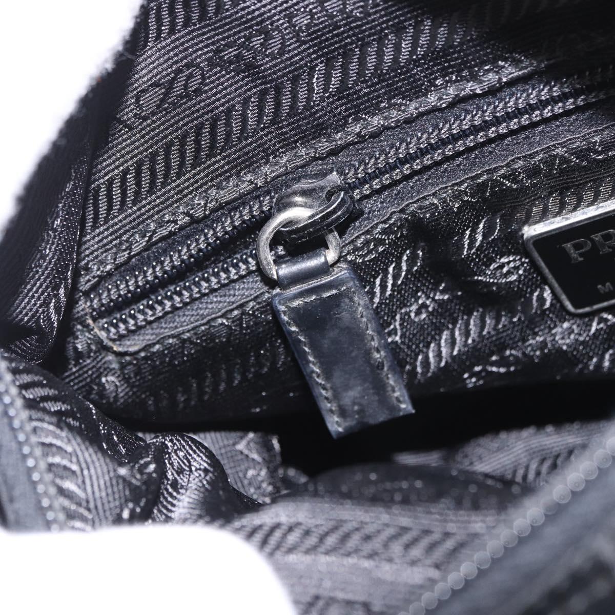 PRADA Shoulder Bag Nylon Black Silver Auth 189321A