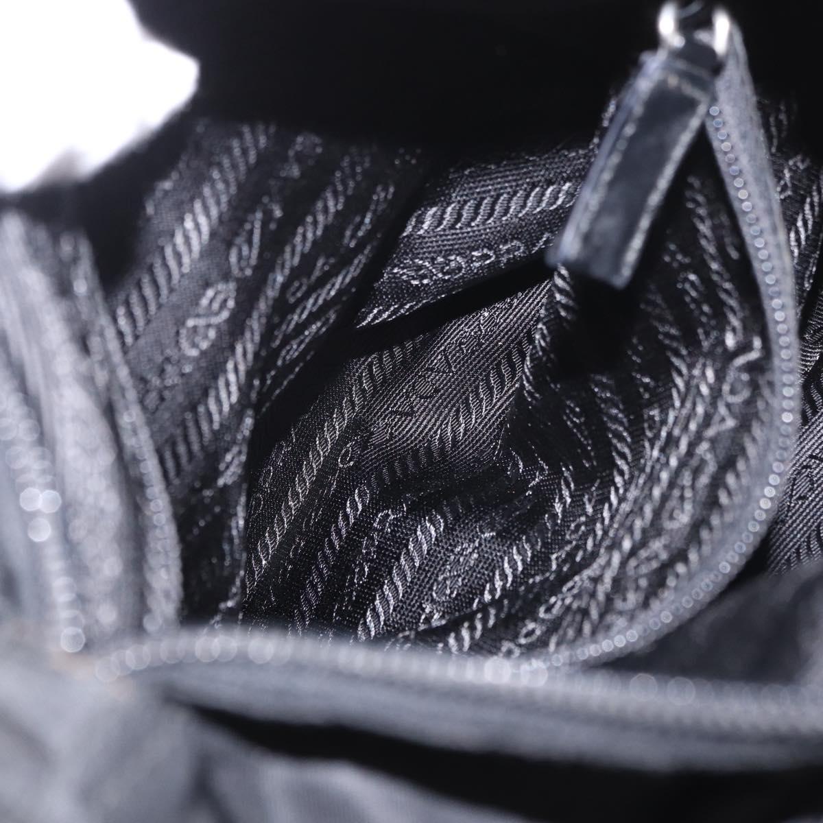 PRADA Shoulder Bag Nylon Black Silver Auth 189321A