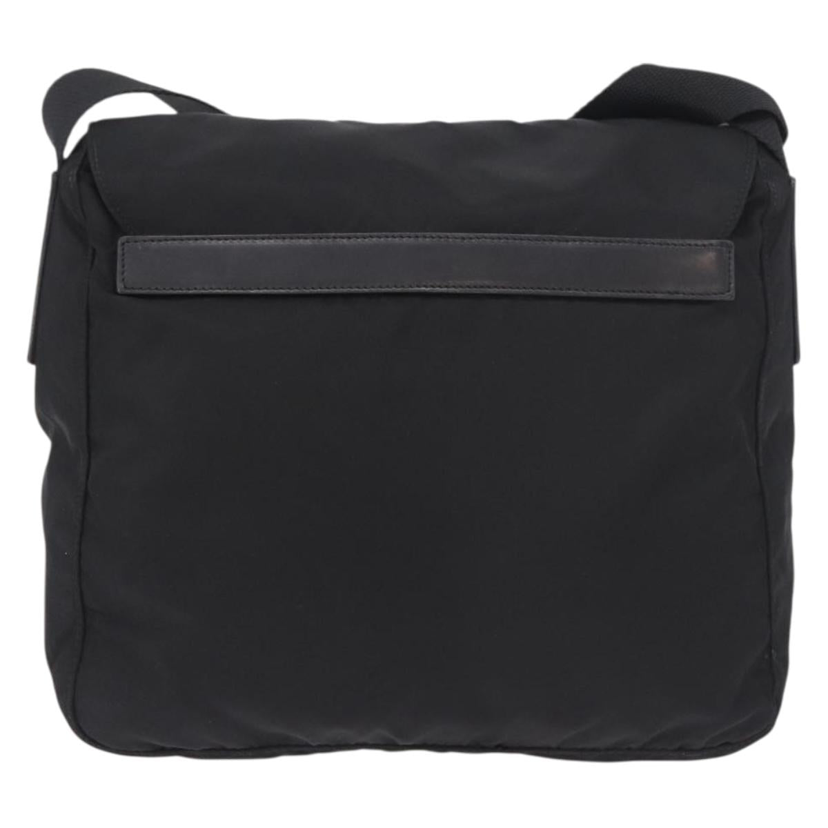 PRADA Shoulder Bag Nylon Black Silver Auth 189321A