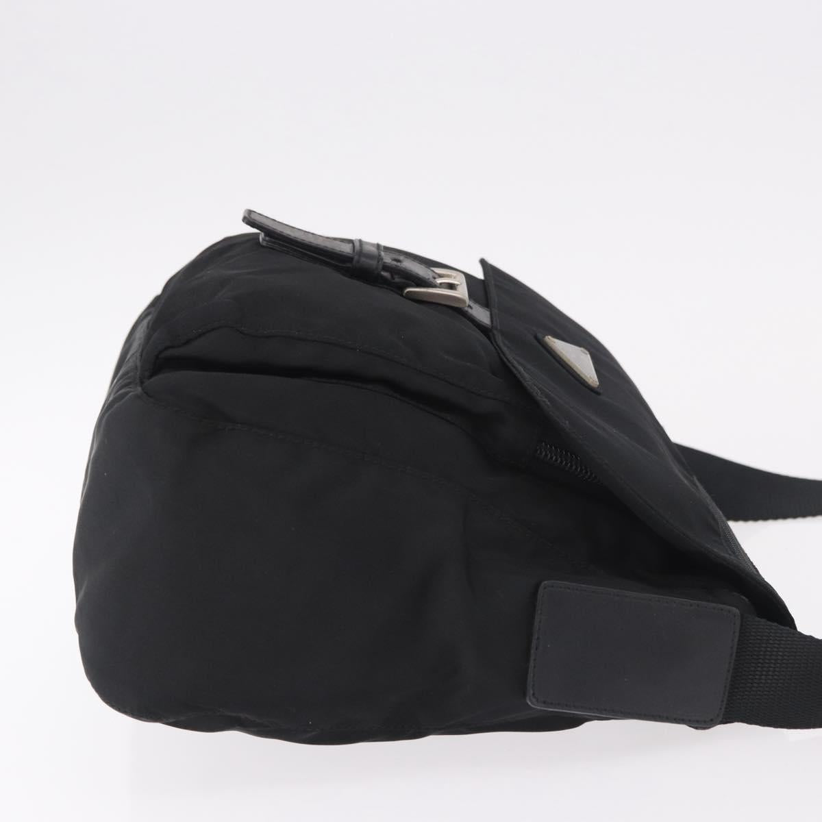 PRADA Shoulder Bag Nylon Black Silver Auth 189321A