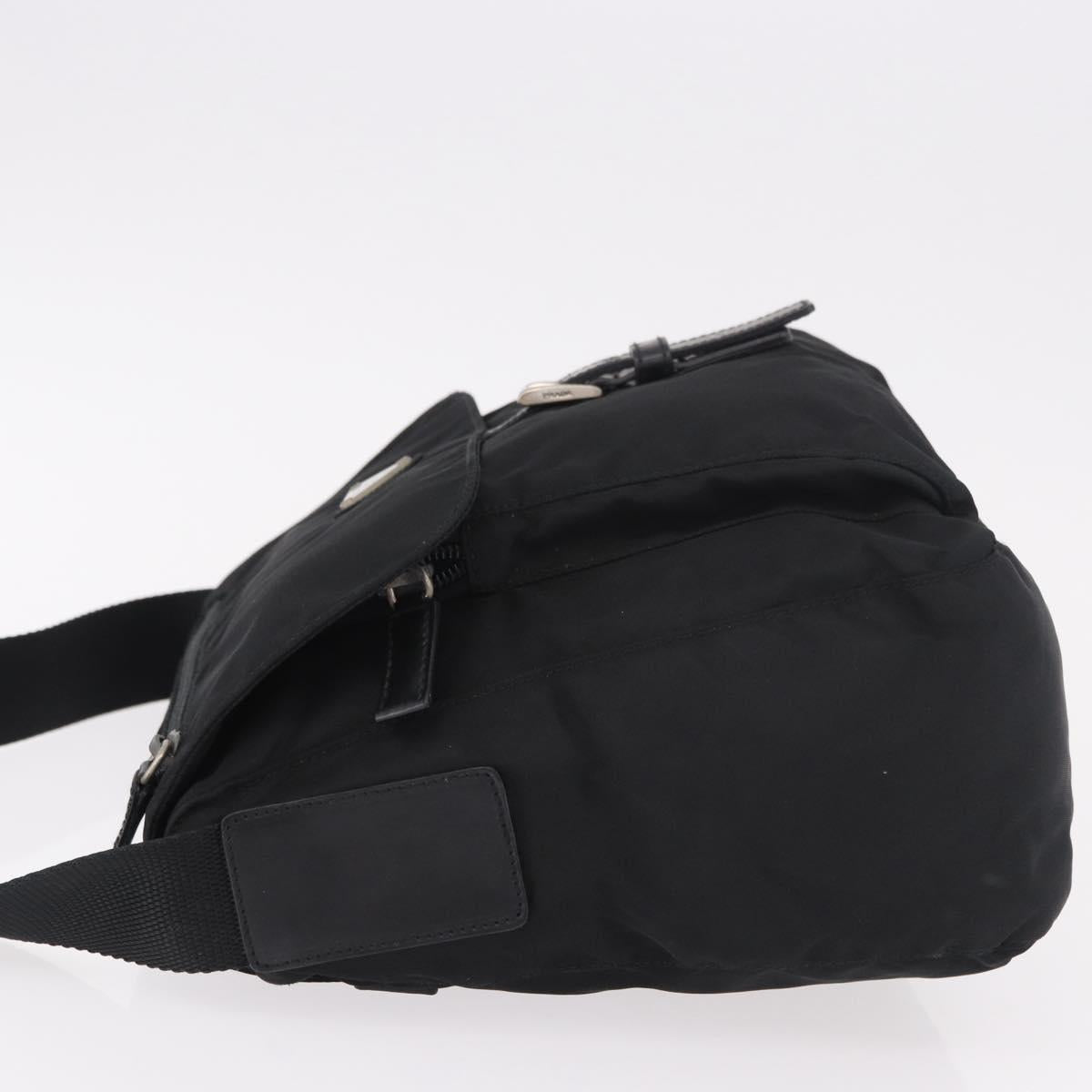 PRADA Shoulder Bag Nylon Black Silver Auth 189321A