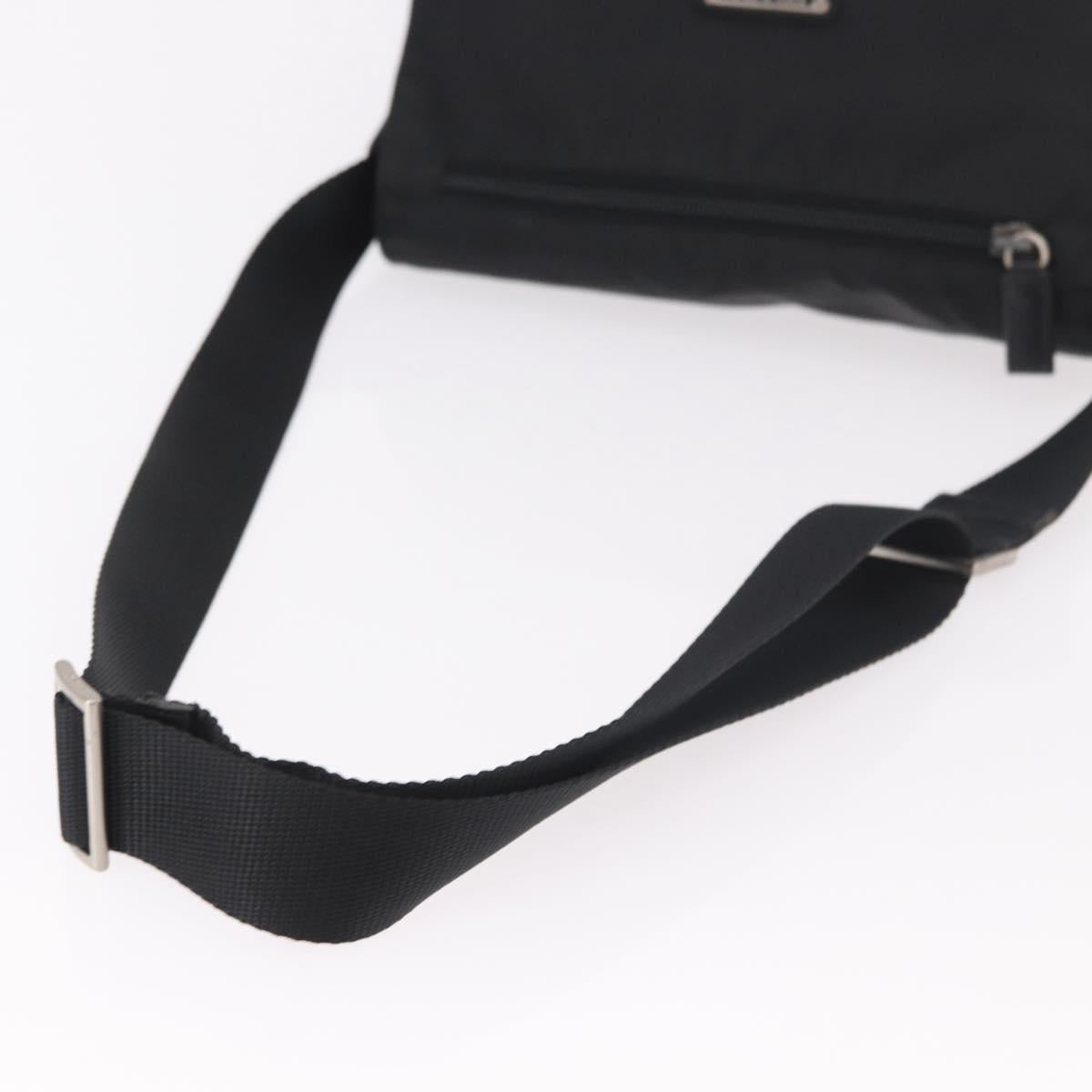 PRADA Shoulder Bag Nylon Black Silver Auth 189321A