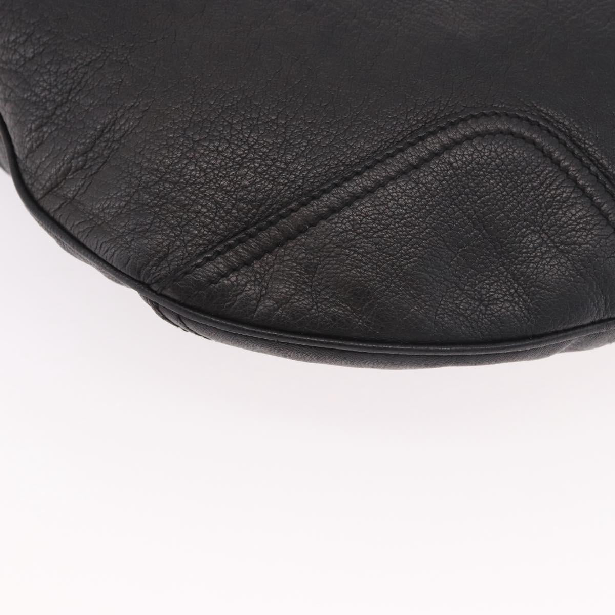 GUCCI Shoulder Bag Leather Black Gold 162882 Auth 189322A