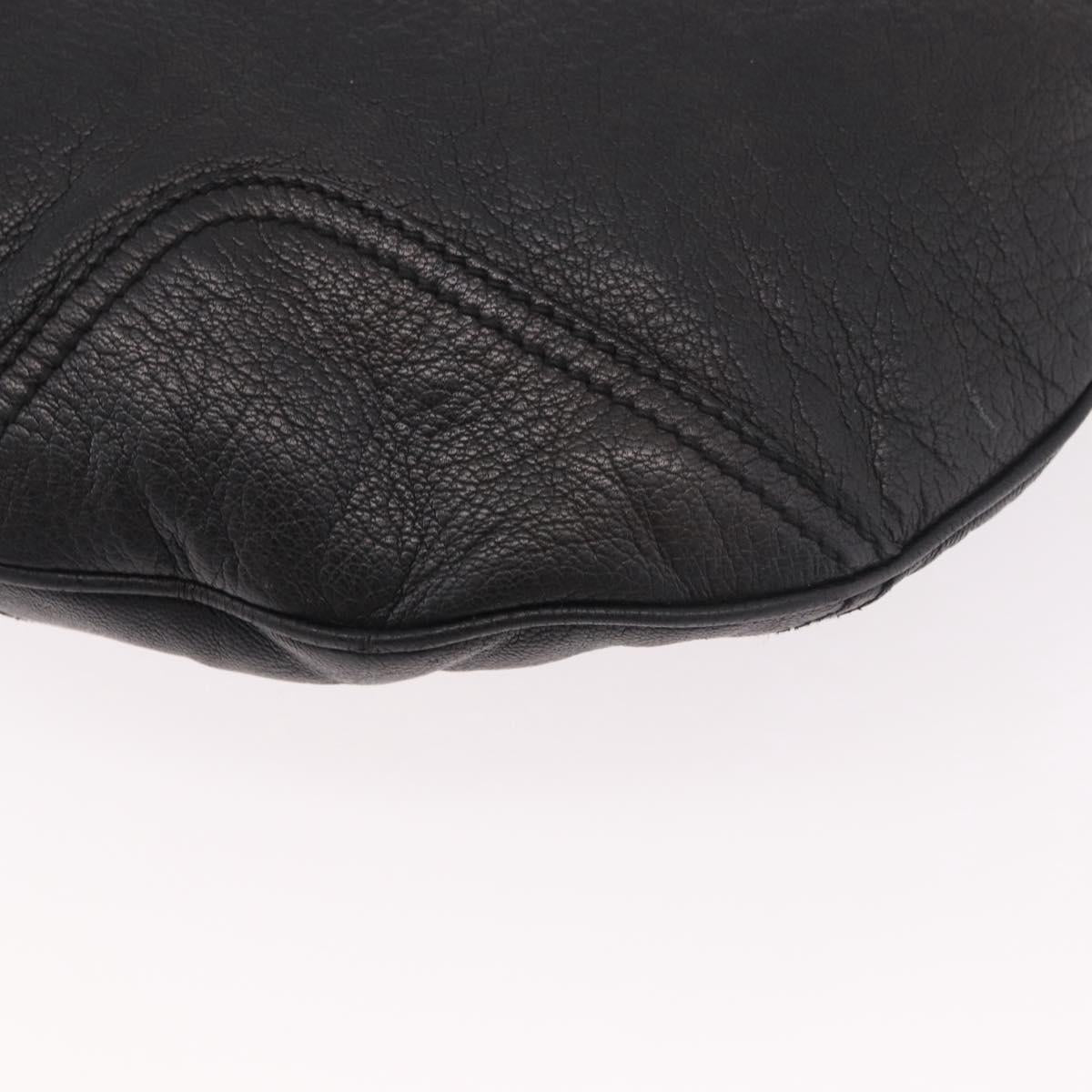GUCCI Shoulder Bag Leather Black Gold 162882 Auth 189322A
