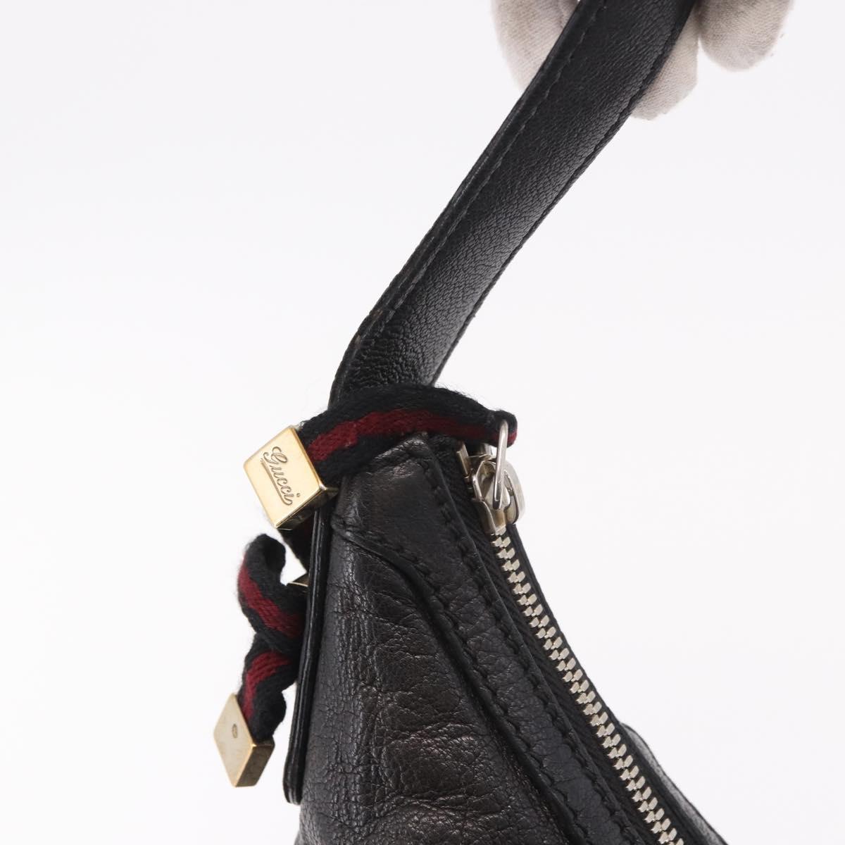 GUCCI Shoulder Bag Leather Black Gold 162882 Auth 189322A