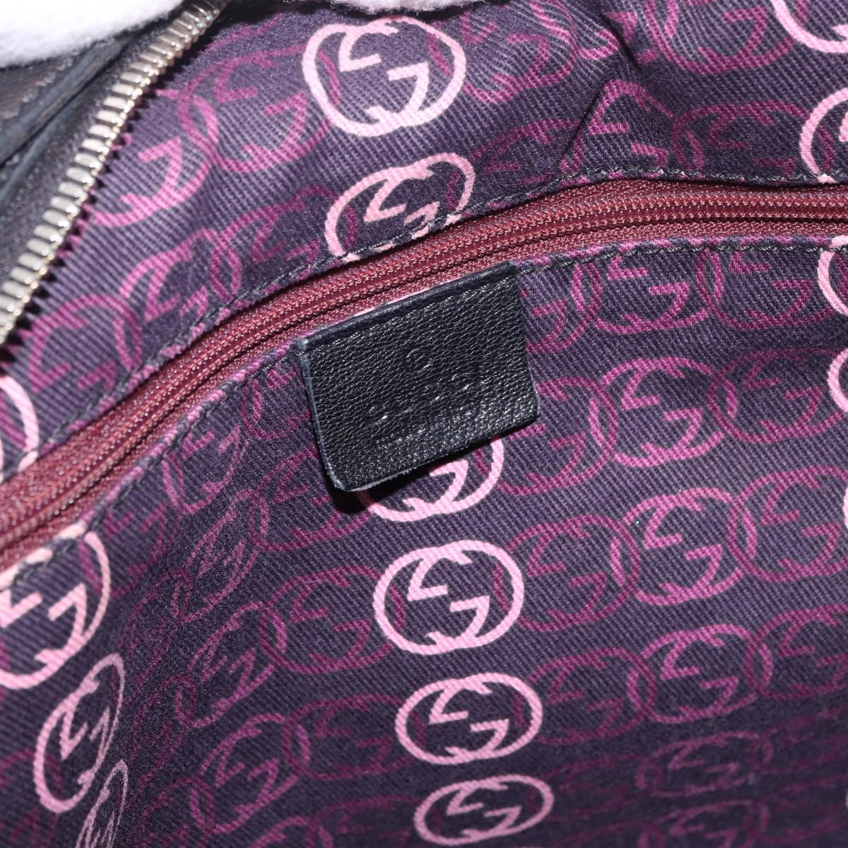 GUCCI Shoulder Bag Leather Black Gold 162882 Auth 189322A