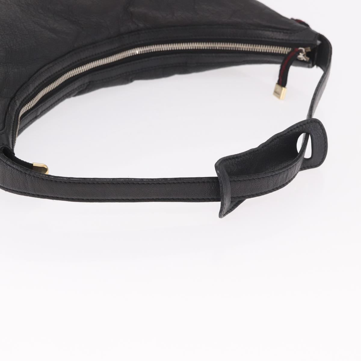 GUCCI Shoulder Bag Leather Black Gold 162882 Auth 189322A