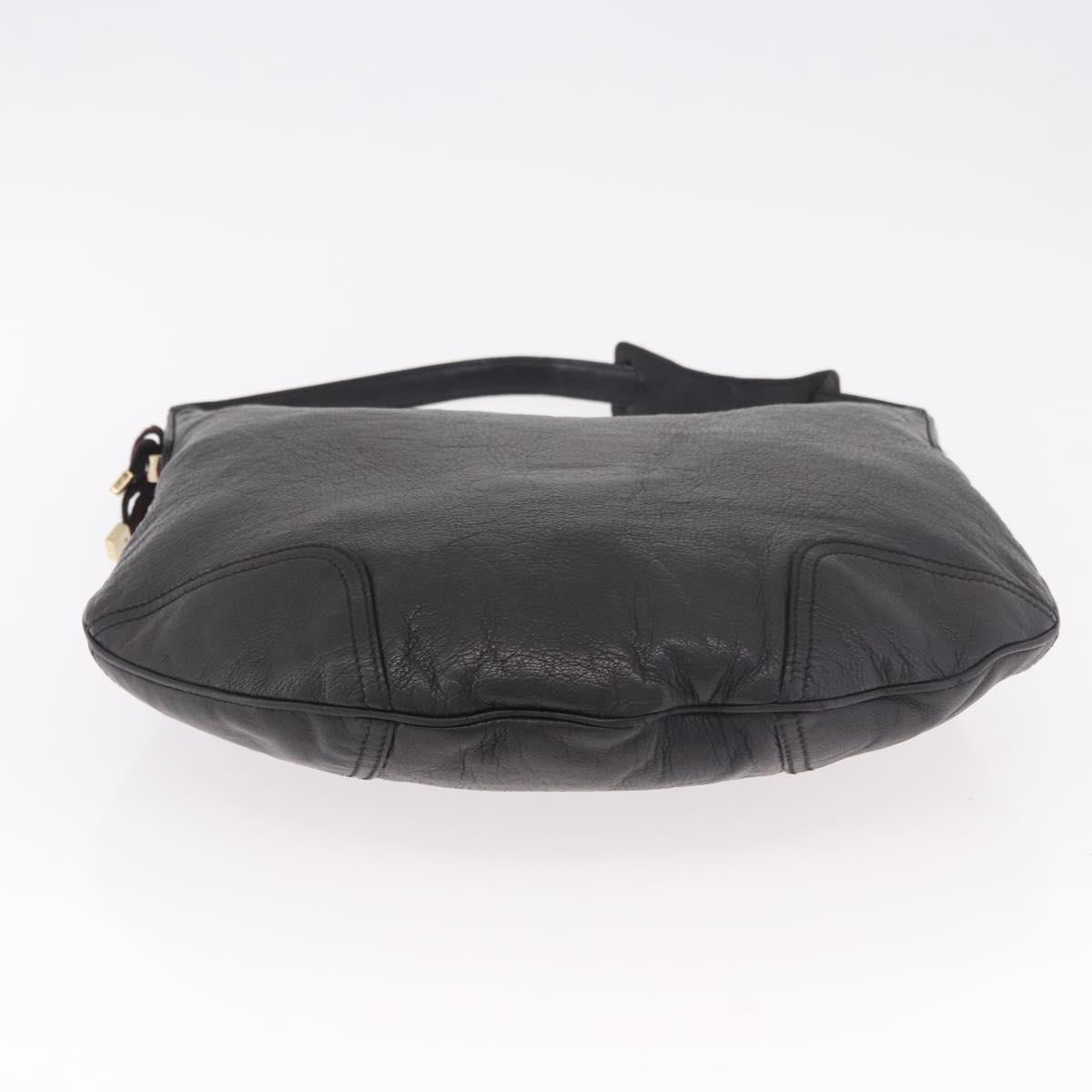 GUCCI Shoulder Bag Leather Black Gold 162882 Auth 189322A