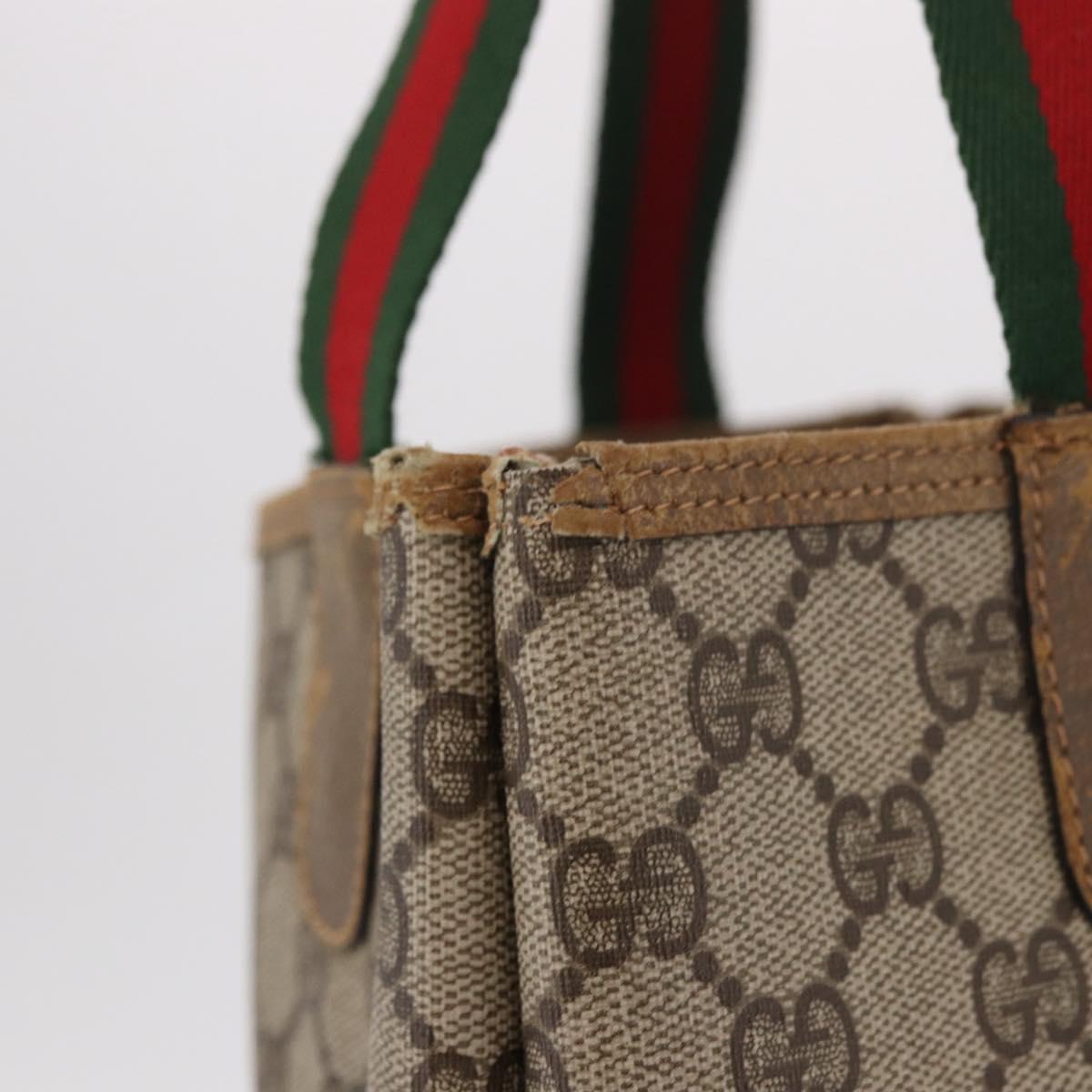 GUCCI GG Supreme Web Sherry Line Tote Bag PVC Beige 39 02 003 Auth 189324