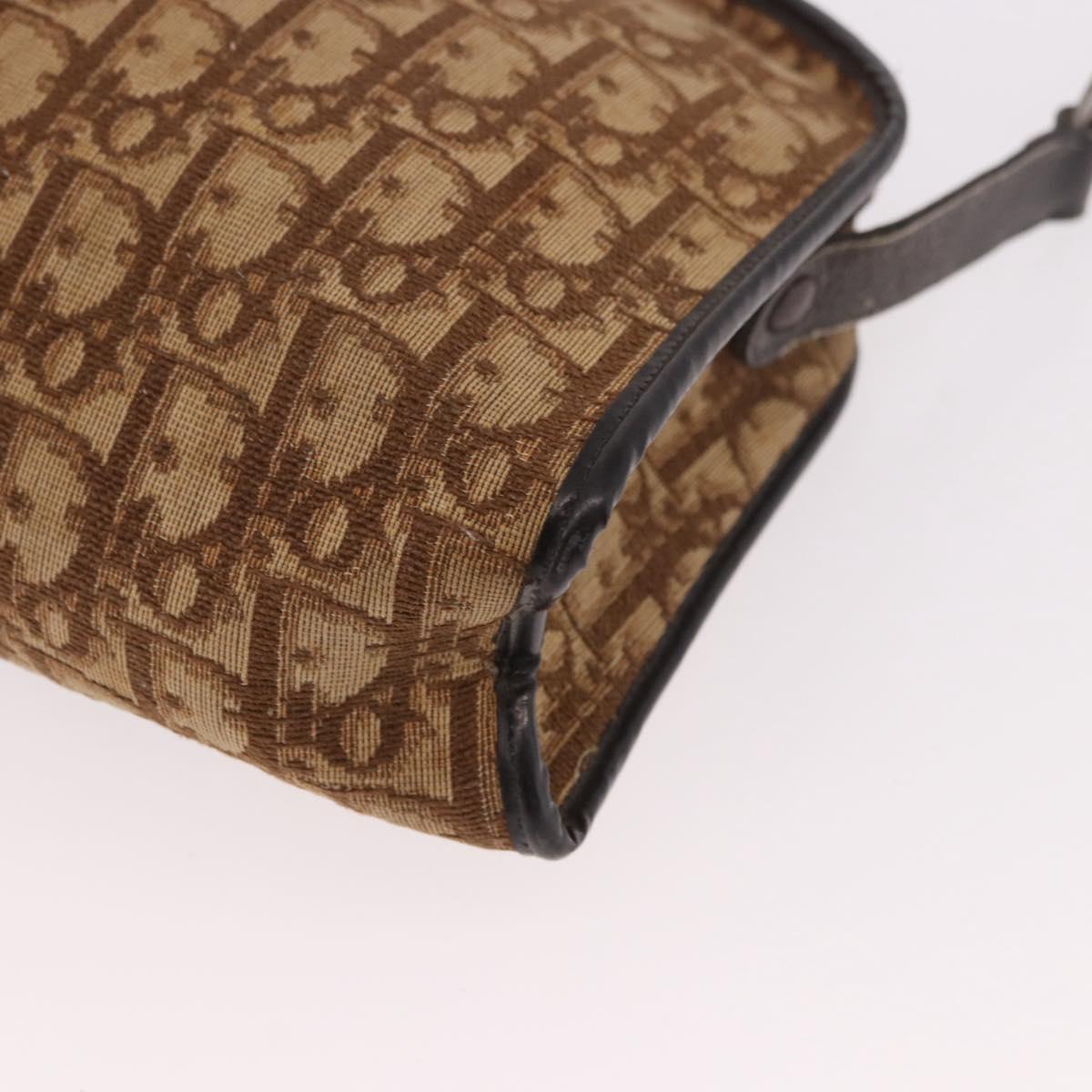 Christian Dior Trotter Canvas Shoulder Bag Beige Auth 189328