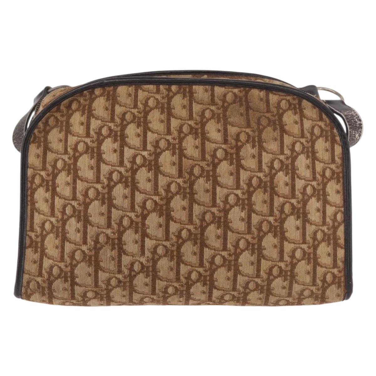 Christian Dior Trotter Canvas Shoulder Bag Beige Auth 189328