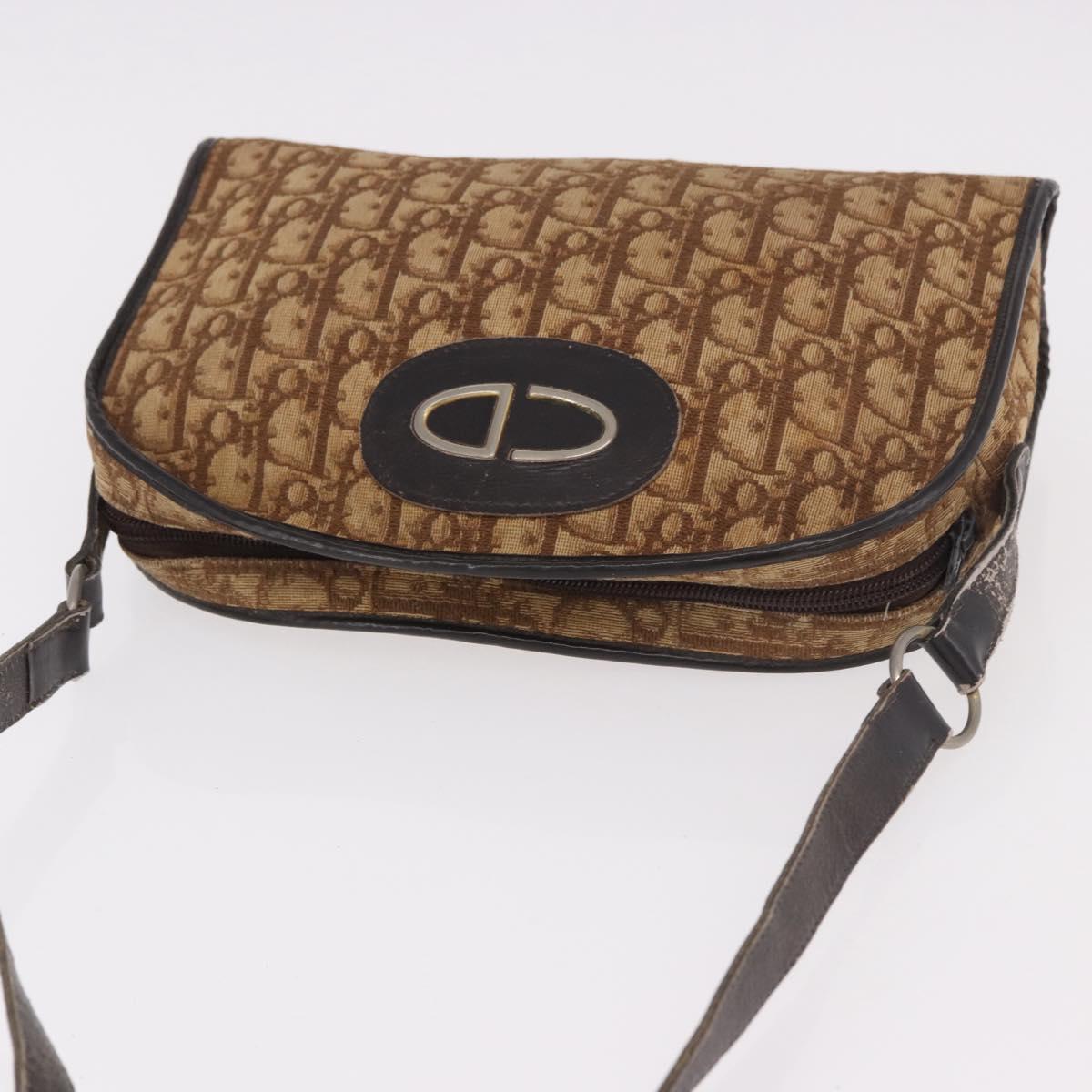 Christian Dior Trotter Canvas Shoulder Bag Beige Auth 189328