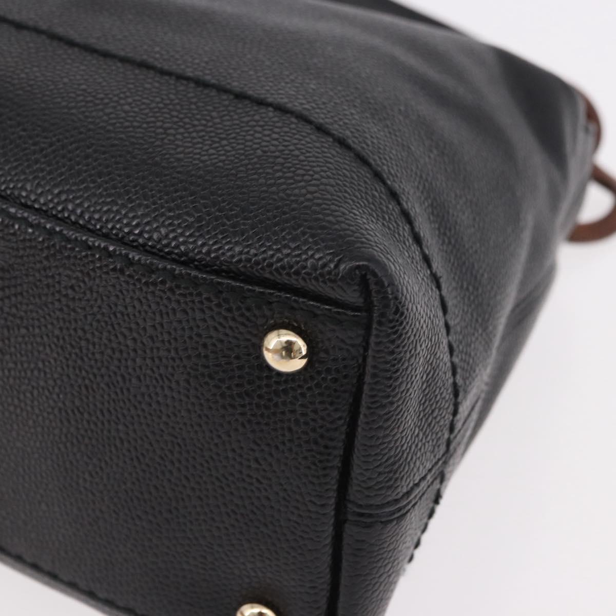 CHANEL Shoulder Bag Caviar Skin Black Gold CC Auth 189329SAM