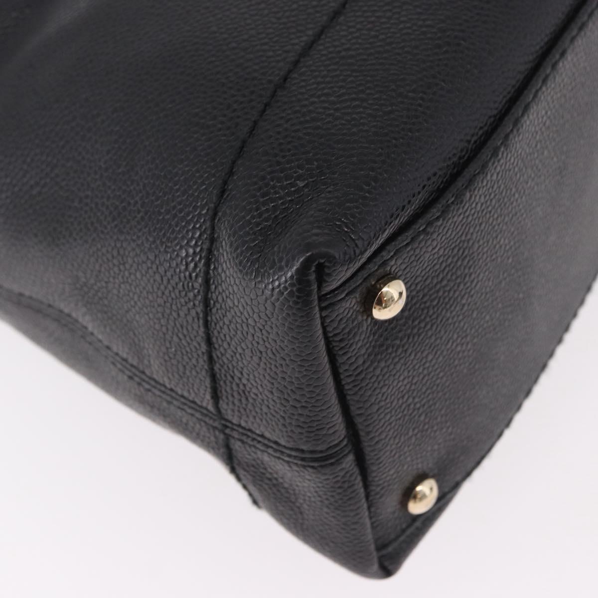 CHANEL Shoulder Bag Caviar Skin Black Gold CC Auth 189329SAM