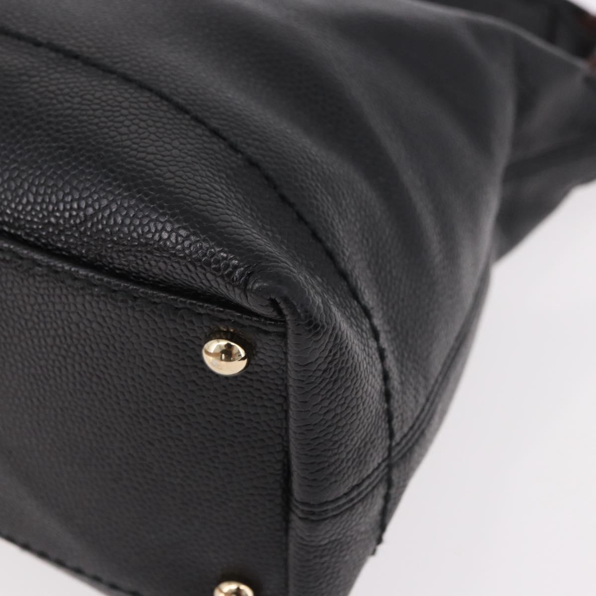 CHANEL Shoulder Bag Caviar Skin Black Gold CC Auth 189329SAM