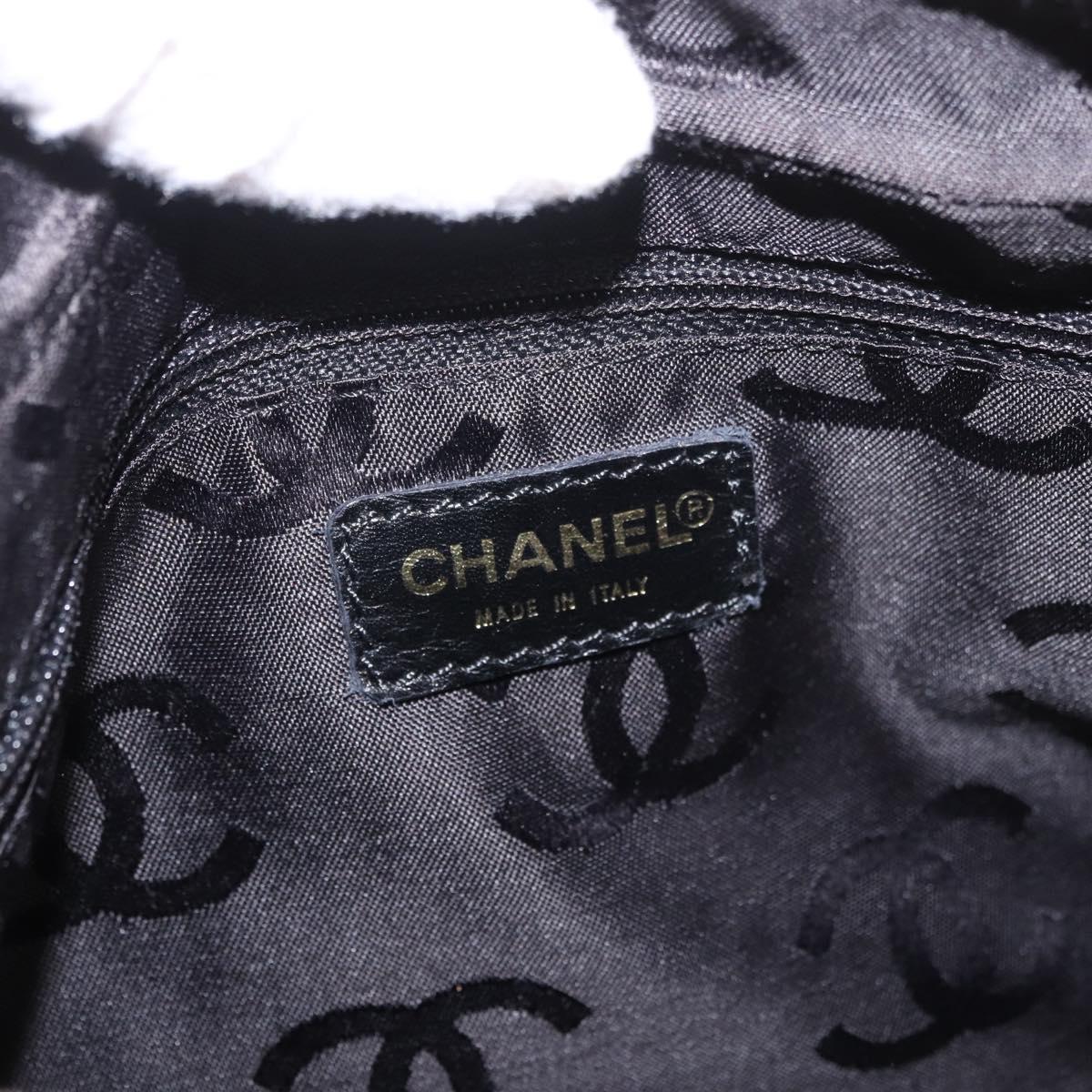 CHANEL Shoulder Bag Caviar Skin Black Gold CC Auth 189329SAM