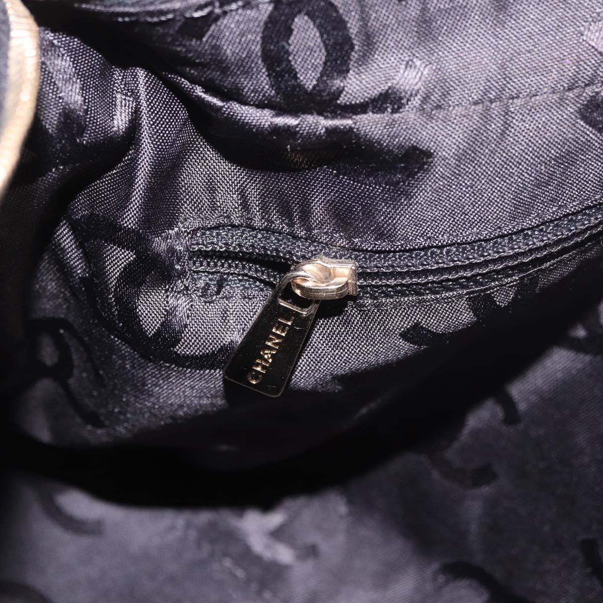 CHANEL Shoulder Bag Caviar Skin Black Gold CC Auth 189329SAM