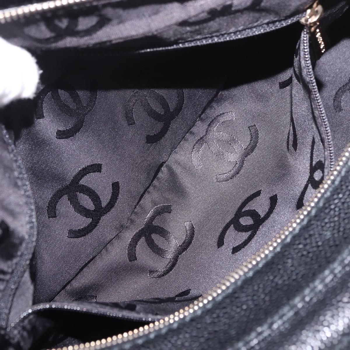 CHANEL Shoulder Bag Caviar Skin Black Gold CC Auth 189329SAM