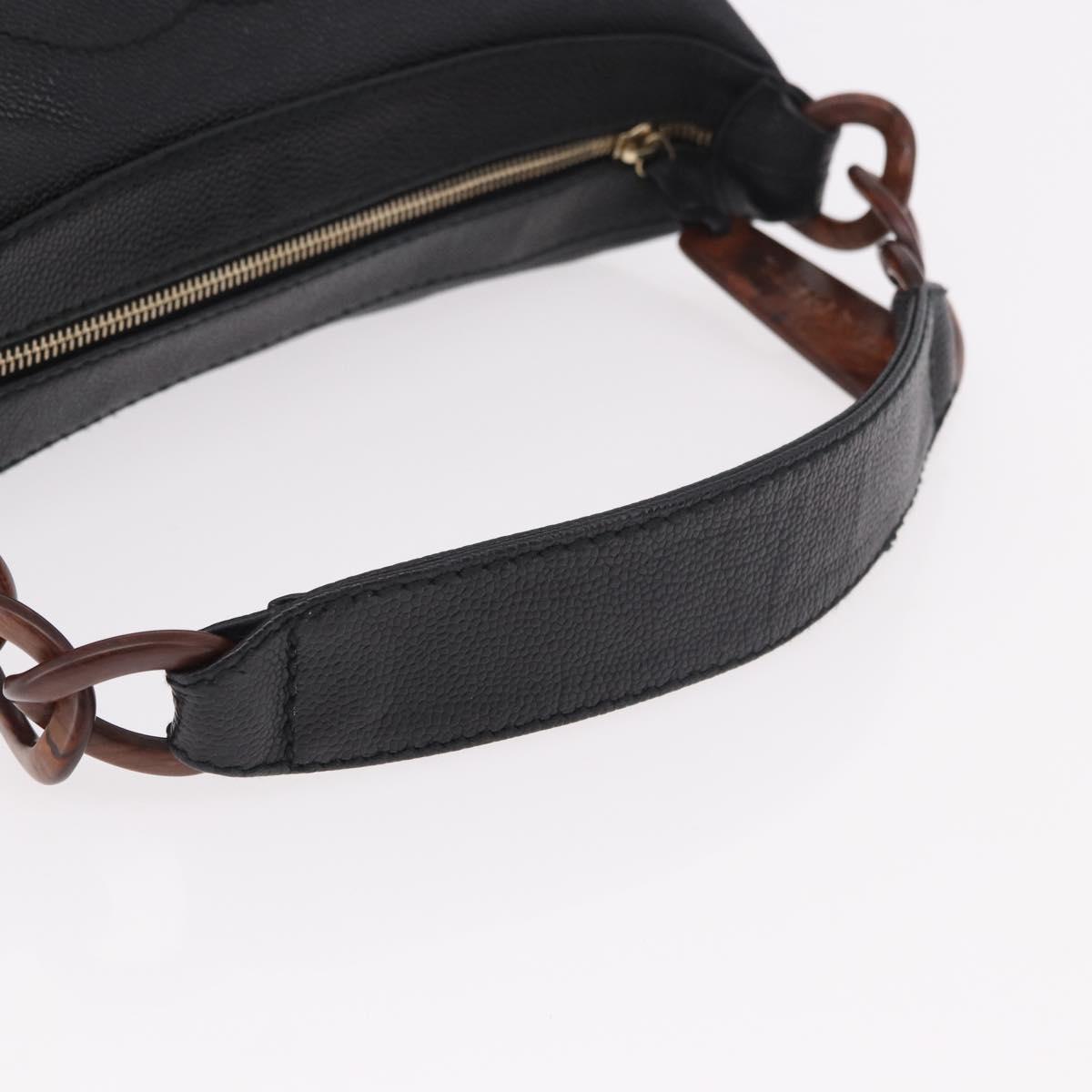 CHANEL Shoulder Bag Caviar Skin Black Gold CC Auth 189329SAM