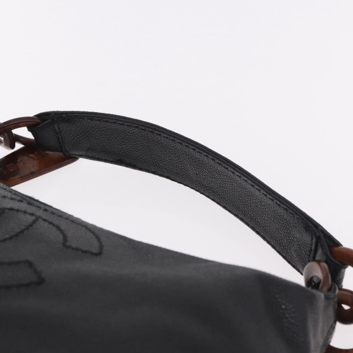 CHANEL Shoulder Bag Caviar Skin Black Gold CC Auth 189329SAM