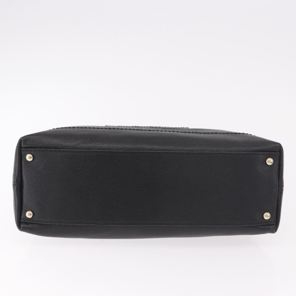 CHANEL Shoulder Bag Caviar Skin Black Gold CC Auth 189329SAM