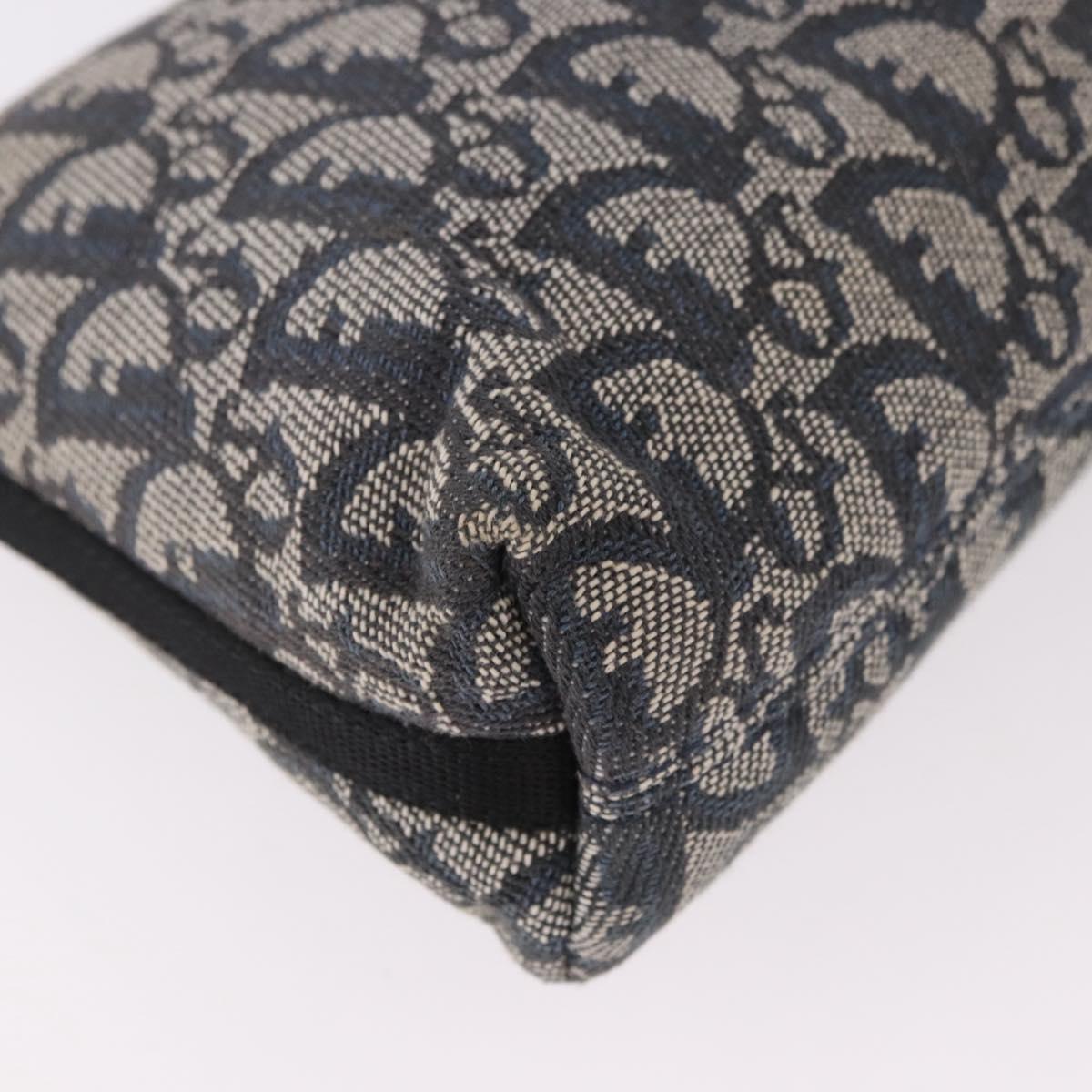 Christian Dior Trotter Canvas Accessory Pouch Navy Silver Auth 189334V