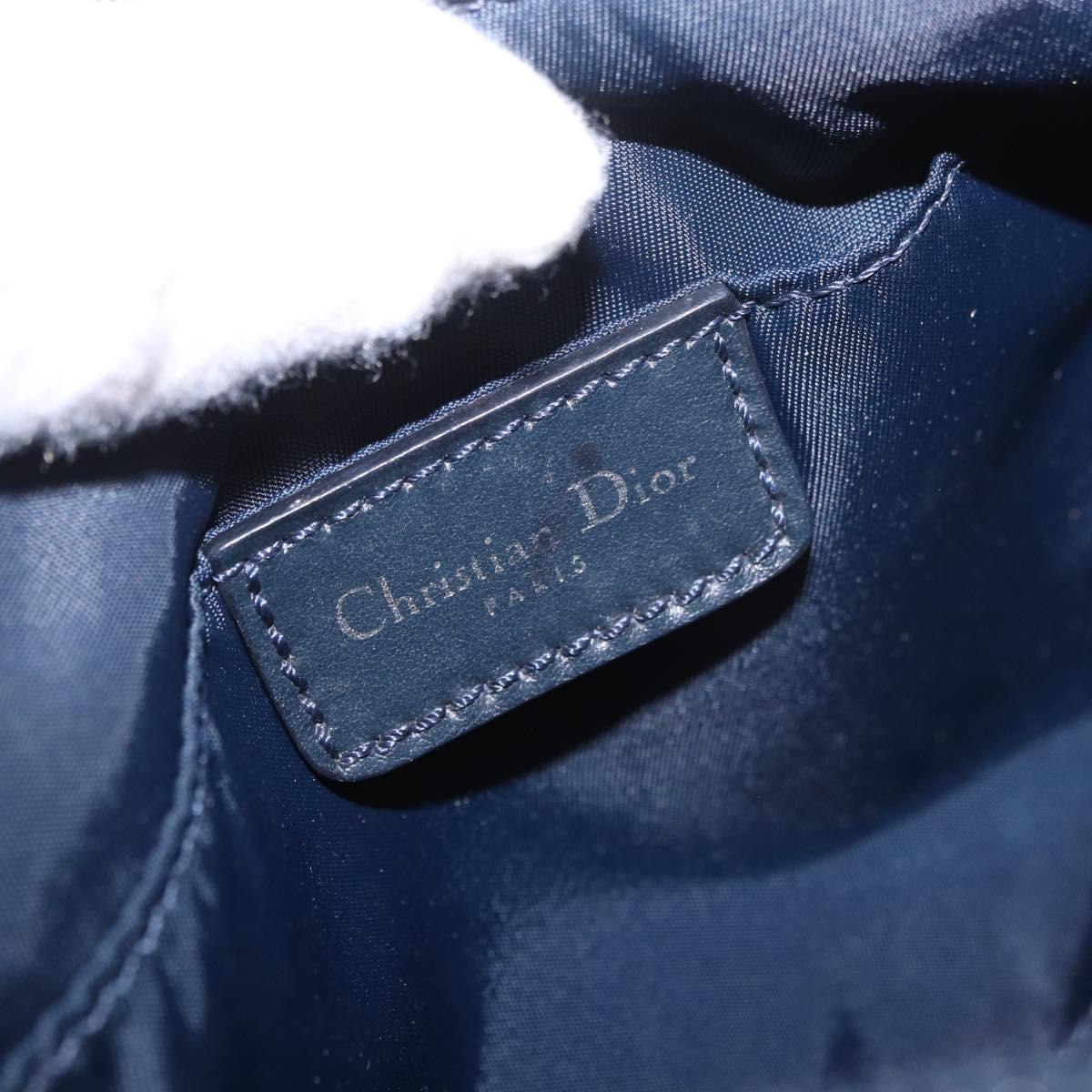 Christian Dior Trotter Canvas Accessory Pouch Navy Silver Auth 189334V