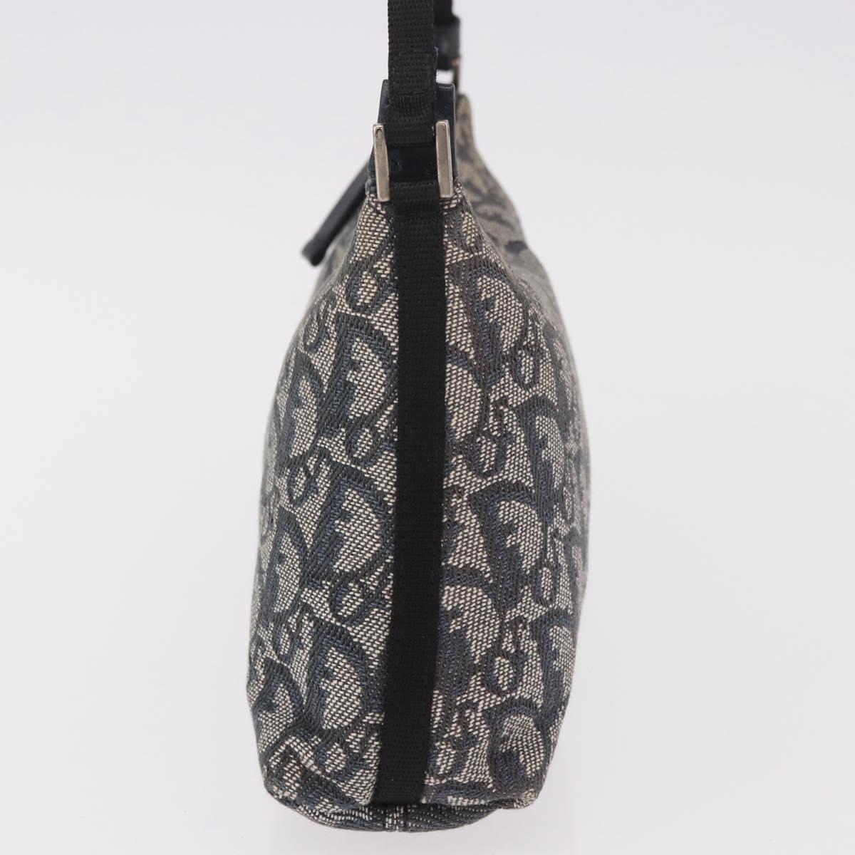 Christian Dior Trotter Canvas Accessory Pouch Navy Silver Auth 189334V