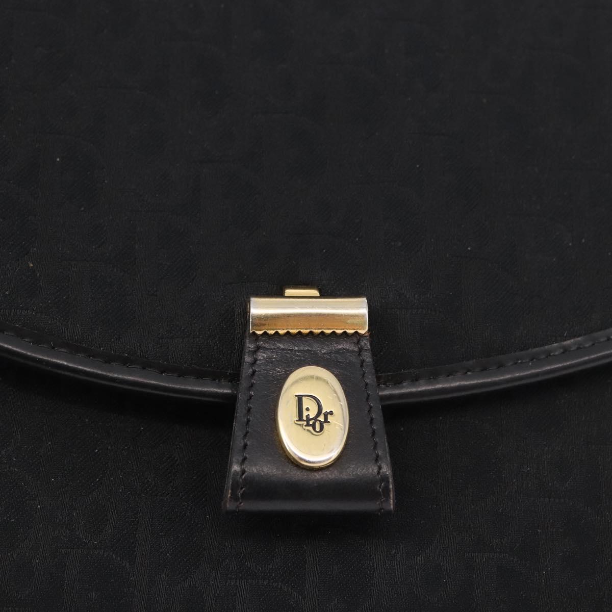 Christian Dior Trotter Canvas Hand Bag Black Gold Auth 189336