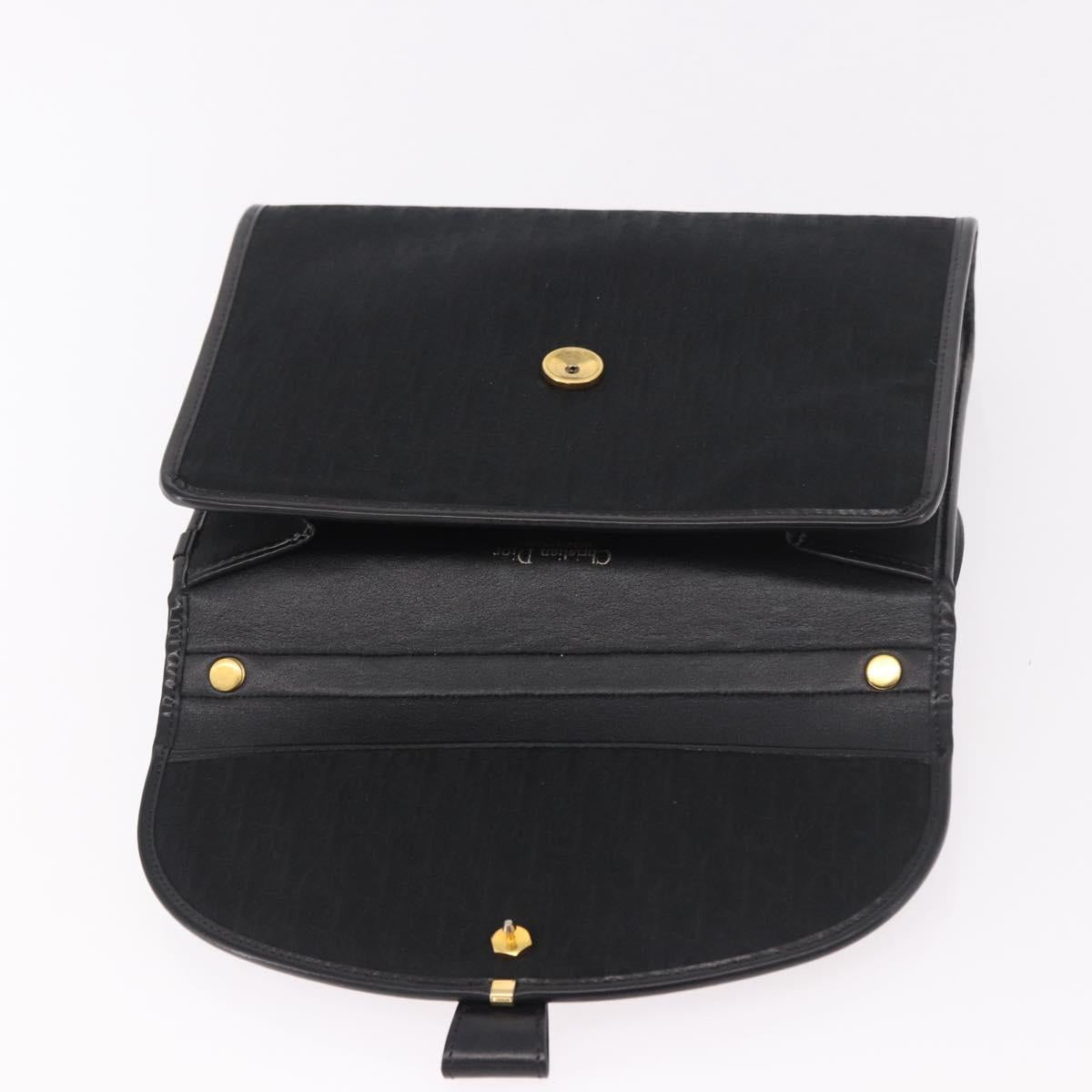 Christian Dior Trotter Canvas Hand Bag Black Gold Auth 189336