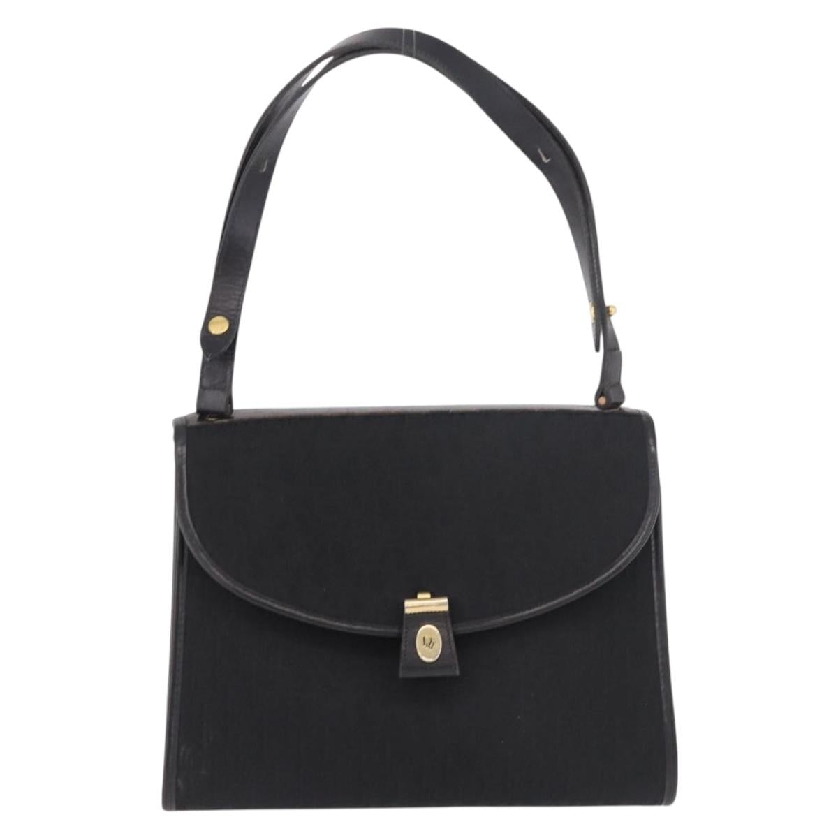 Christian Dior Trotter Canvas Hand Bag Black Gold Auth 189336