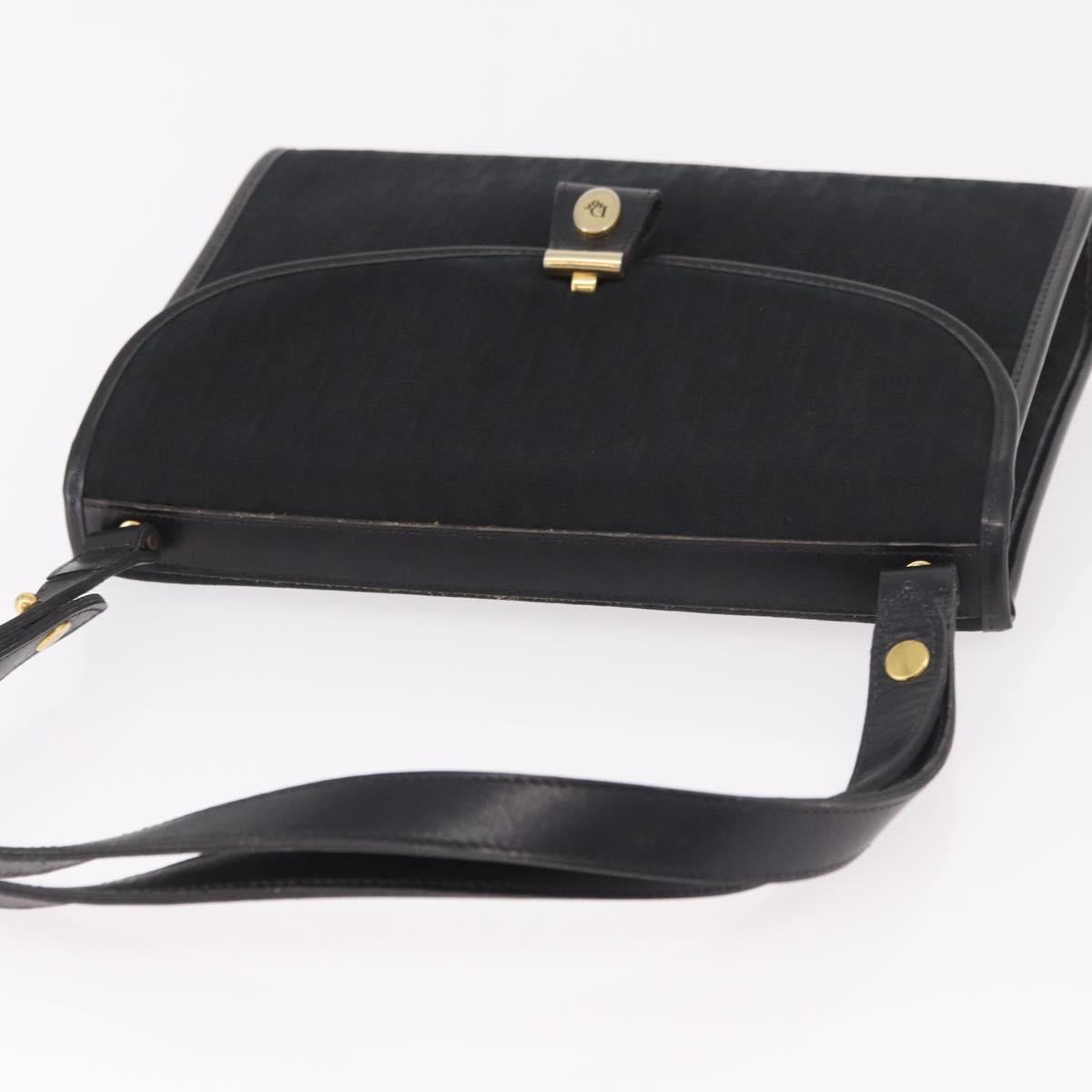 Christian Dior Trotter Canvas Hand Bag Black Gold Auth 189336
