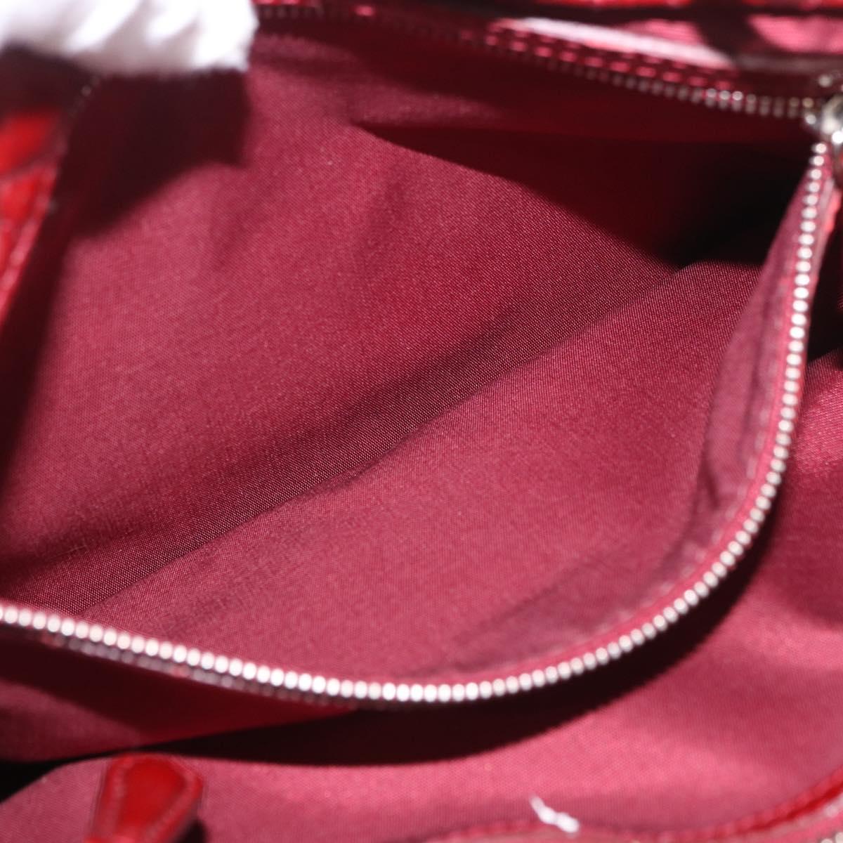 Christian Dior Lady Dior Canage Hand Bag Patent leather Red Silver Auth 189337