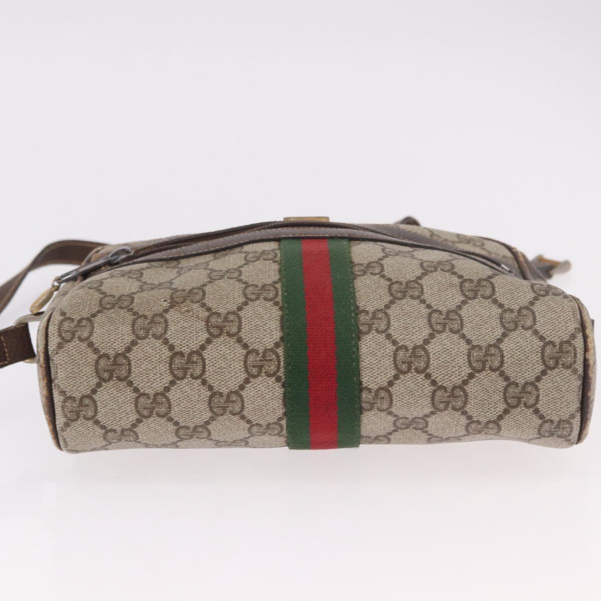GUCCI GG Supreme Web Sherry Line Shoulder Bag PVC Beige Red 010 378 Auth 189338