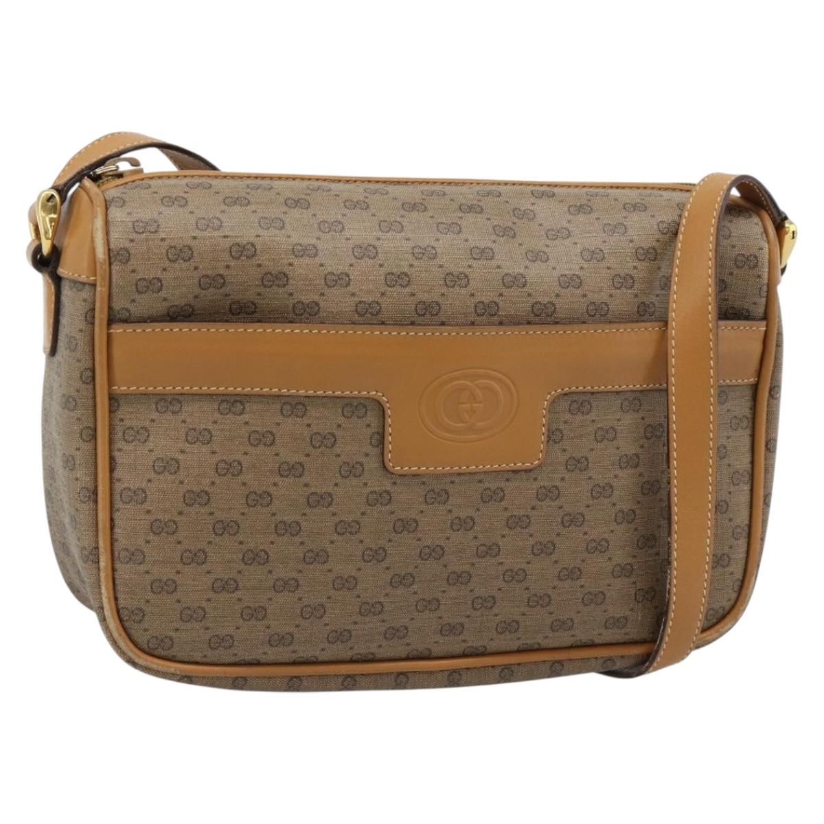 GUCCI Micro GG Supreme Shoulder Bag PVC Beige Gold 001 14 0412 Auth 189340