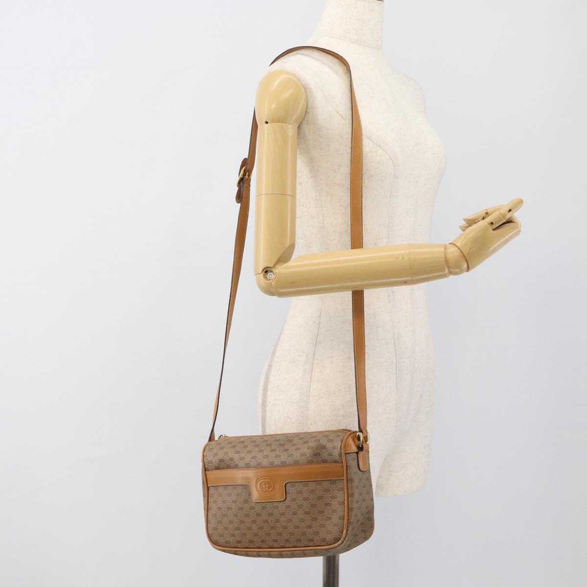GUCCI Micro GG Supreme Shoulder Bag PVC Beige Gold 001 14 0412 Auth 189340