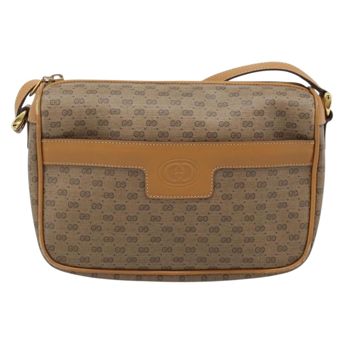 GUCCI Micro GG Supreme Shoulder Bag PVC Beige Gold 001 14 0412 Auth 189340
