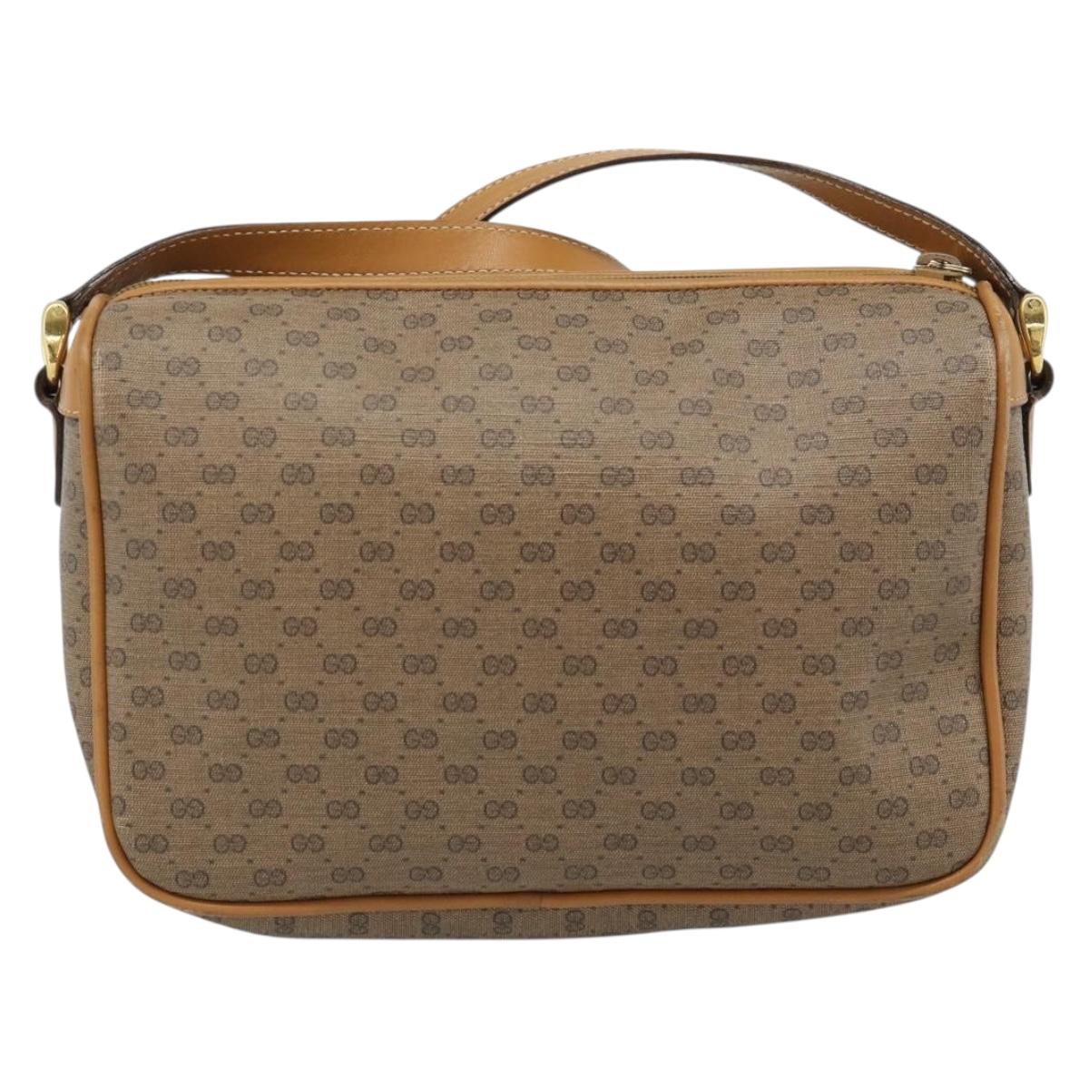 GUCCI Micro GG Supreme Shoulder Bag PVC Beige Gold 001 14 0412 Auth 189340