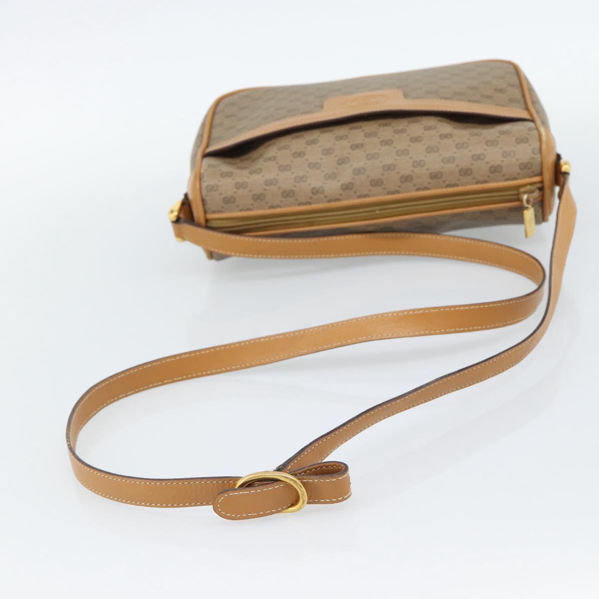 GUCCI Micro GG Supreme Shoulder Bag PVC Beige Gold 001 14 0412 Auth 189340