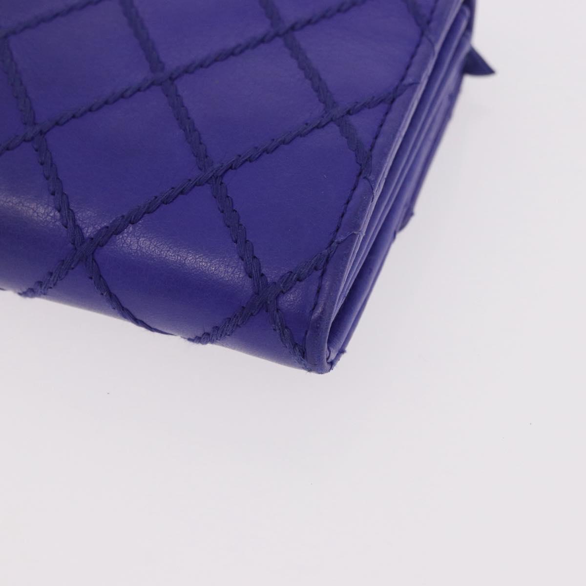 CHANEL Matelasse Long Wallet Caviar Skin Black Silver CC Auth 189341A