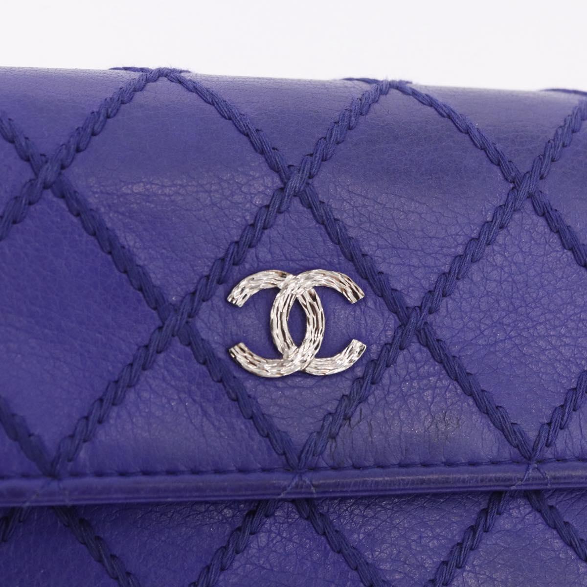 CHANEL Matelasse Long Wallet Caviar Skin Black Silver CC Auth 189341A