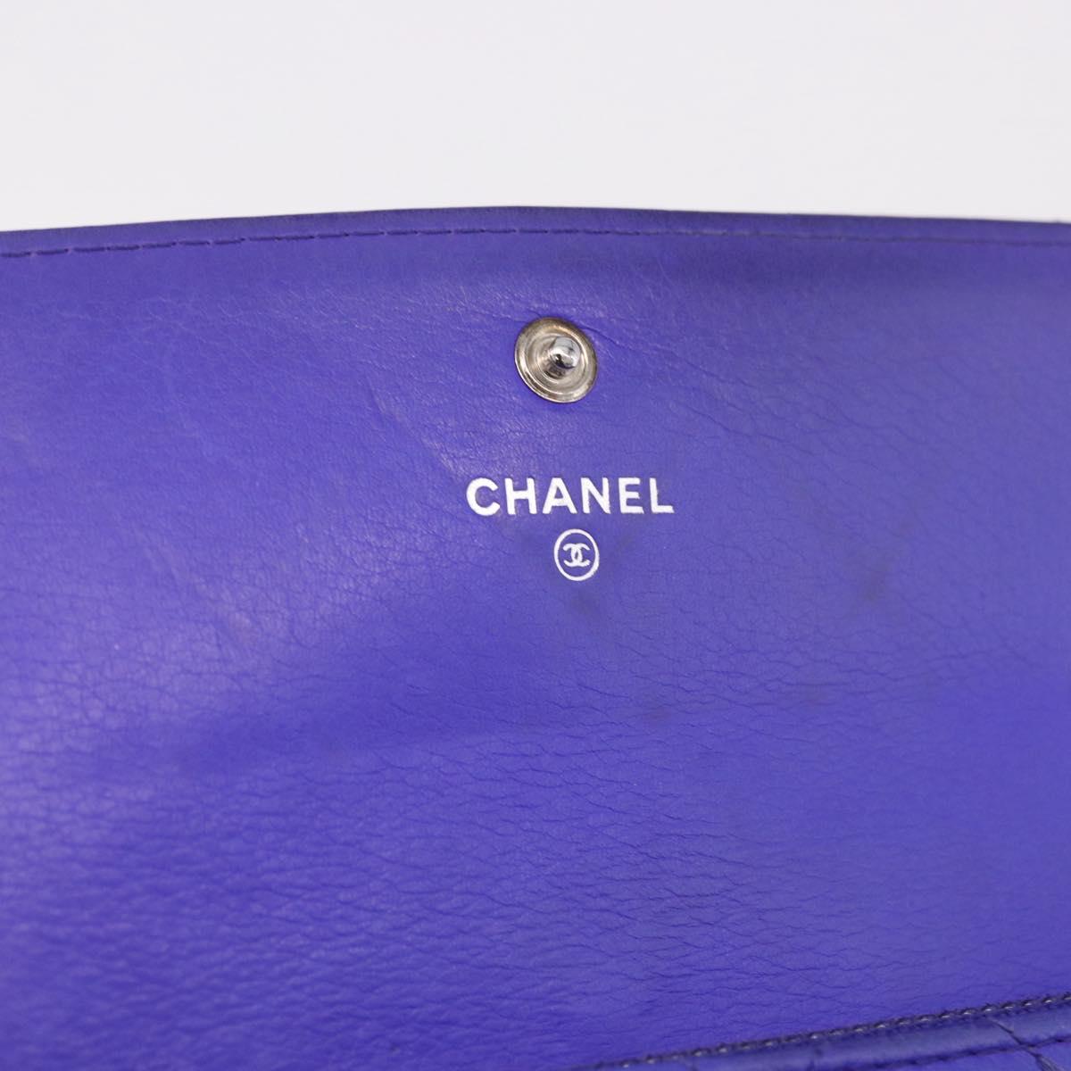 CHANEL Matelasse Long Wallet Caviar Skin Black Silver CC Auth 189341A