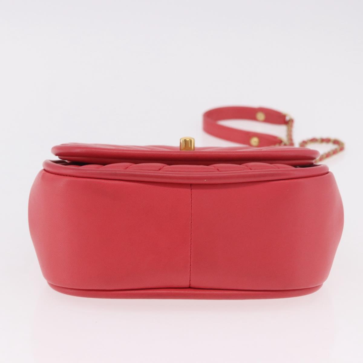 CHANEL Chevron V Stitch Top Handle Bag Lamb Skin 2way Pink CC Auth 189342SAM