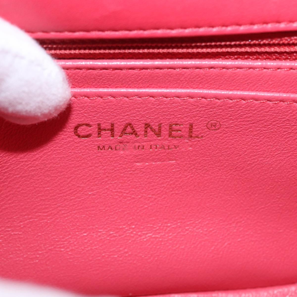 CHANEL Chevron V Stitch Top Handle Bag Lamb Skin 2way Pink CC Auth 189342SAM