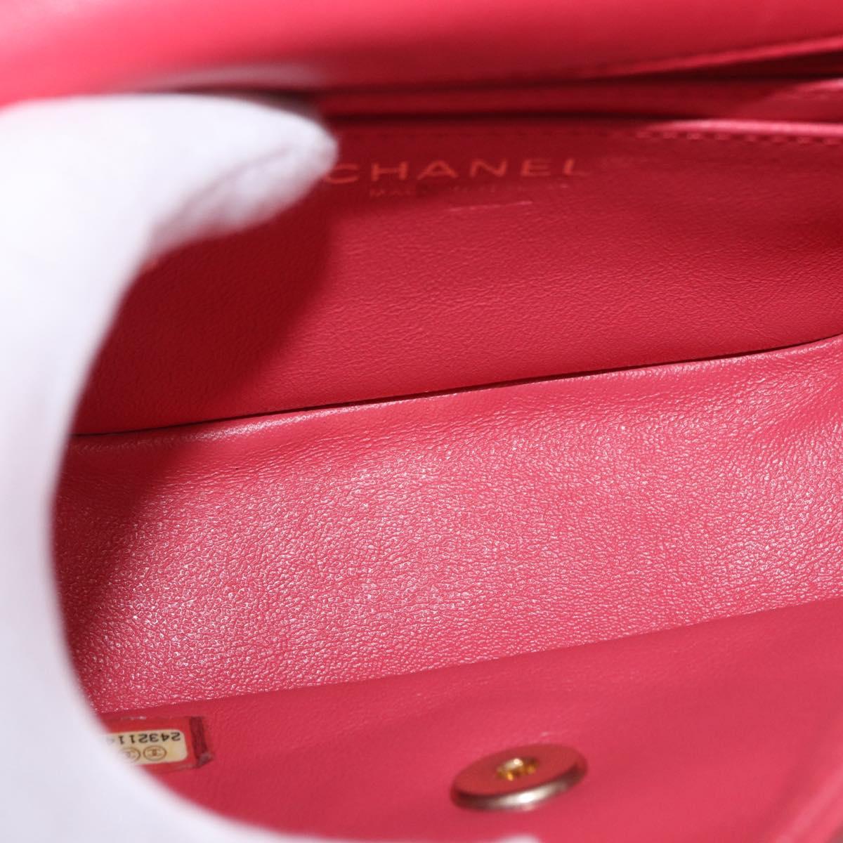 CHANEL Chevron V Stitch Top Handle Bag Lamb Skin 2way Pink CC Auth 189342SAM