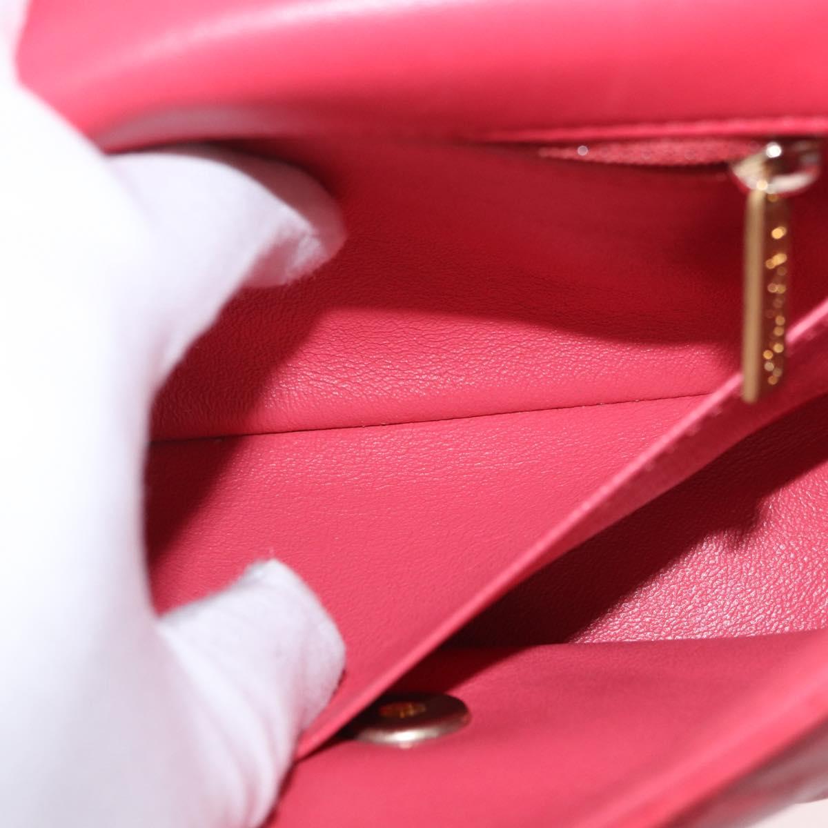 CHANEL Chevron V Stitch Top Handle Bag Lamb Skin 2way Pink CC Auth 189342SAM