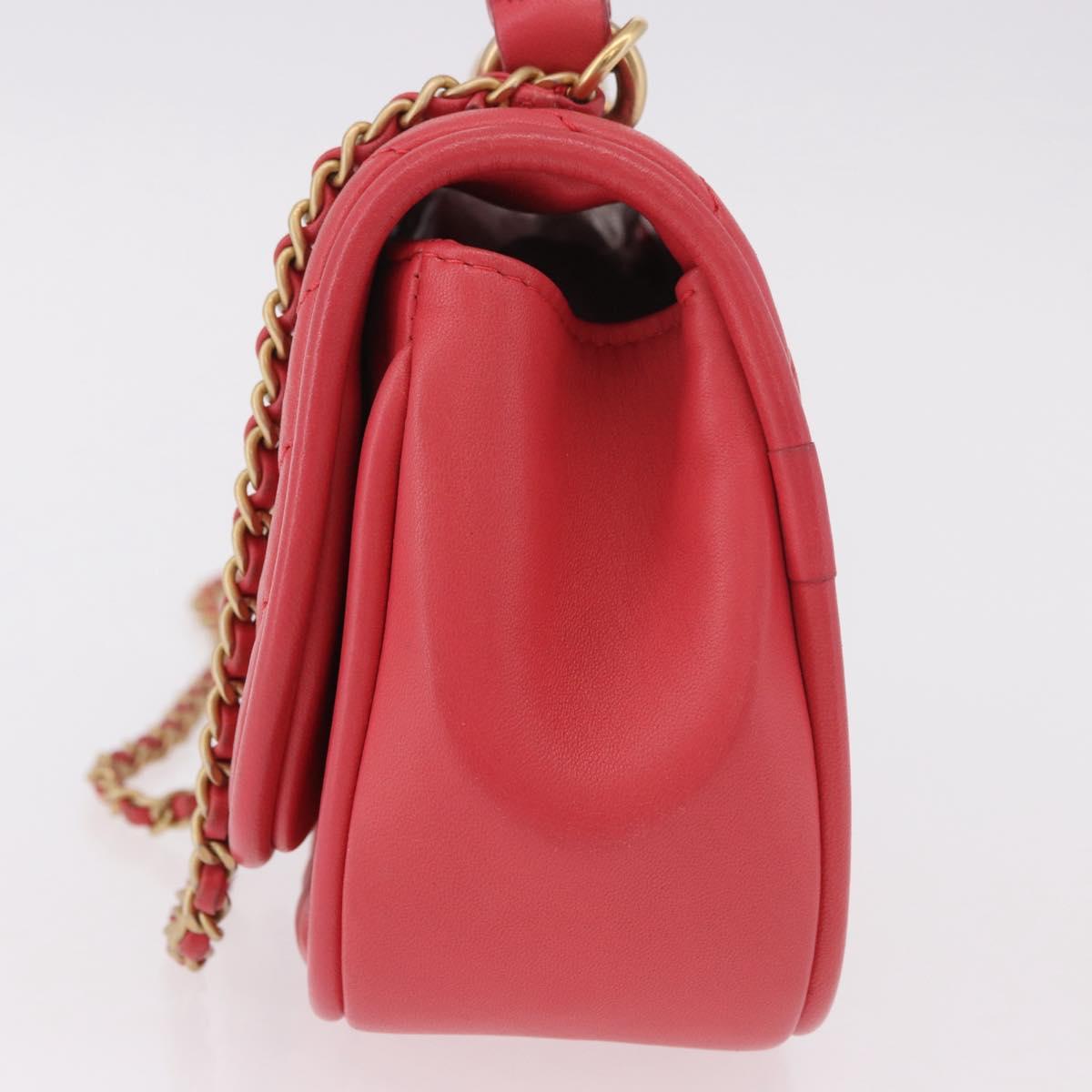 CHANEL Chevron V Stitch Top Handle Bag Lamb Skin 2way Pink CC Auth 189342SAM