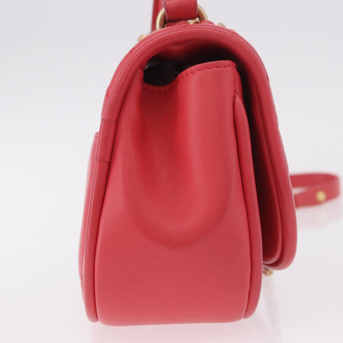 CHANEL Chevron V Stitch Top Handle Bag Lamb Skin 2way Pink CC Auth 189342SAM