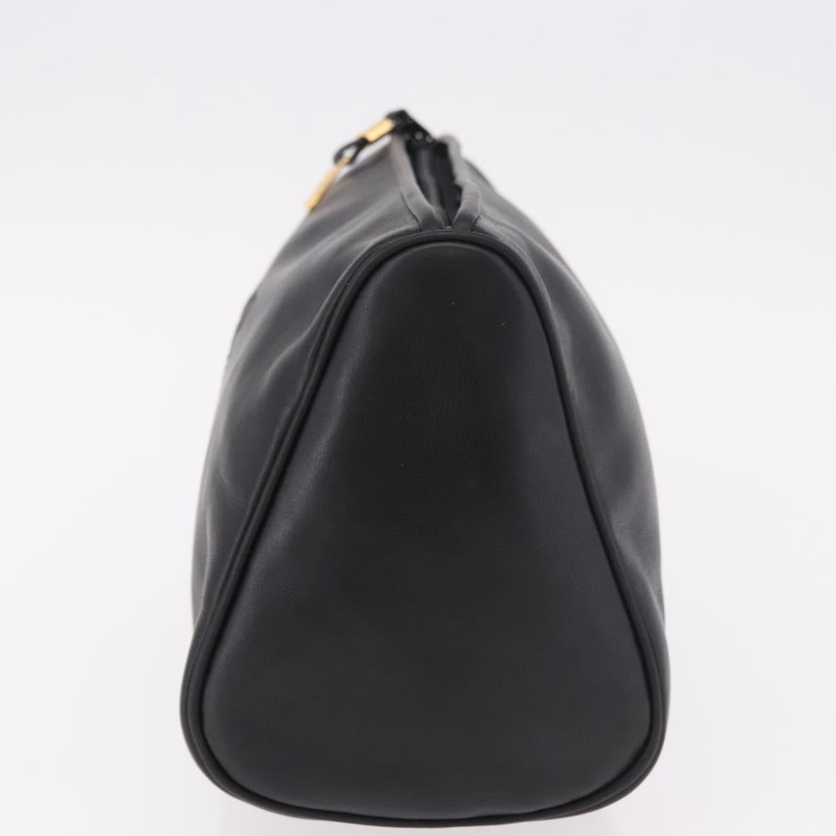 LOEWE Anagram Clutch Bag Leather Black Gold Auth 189343A