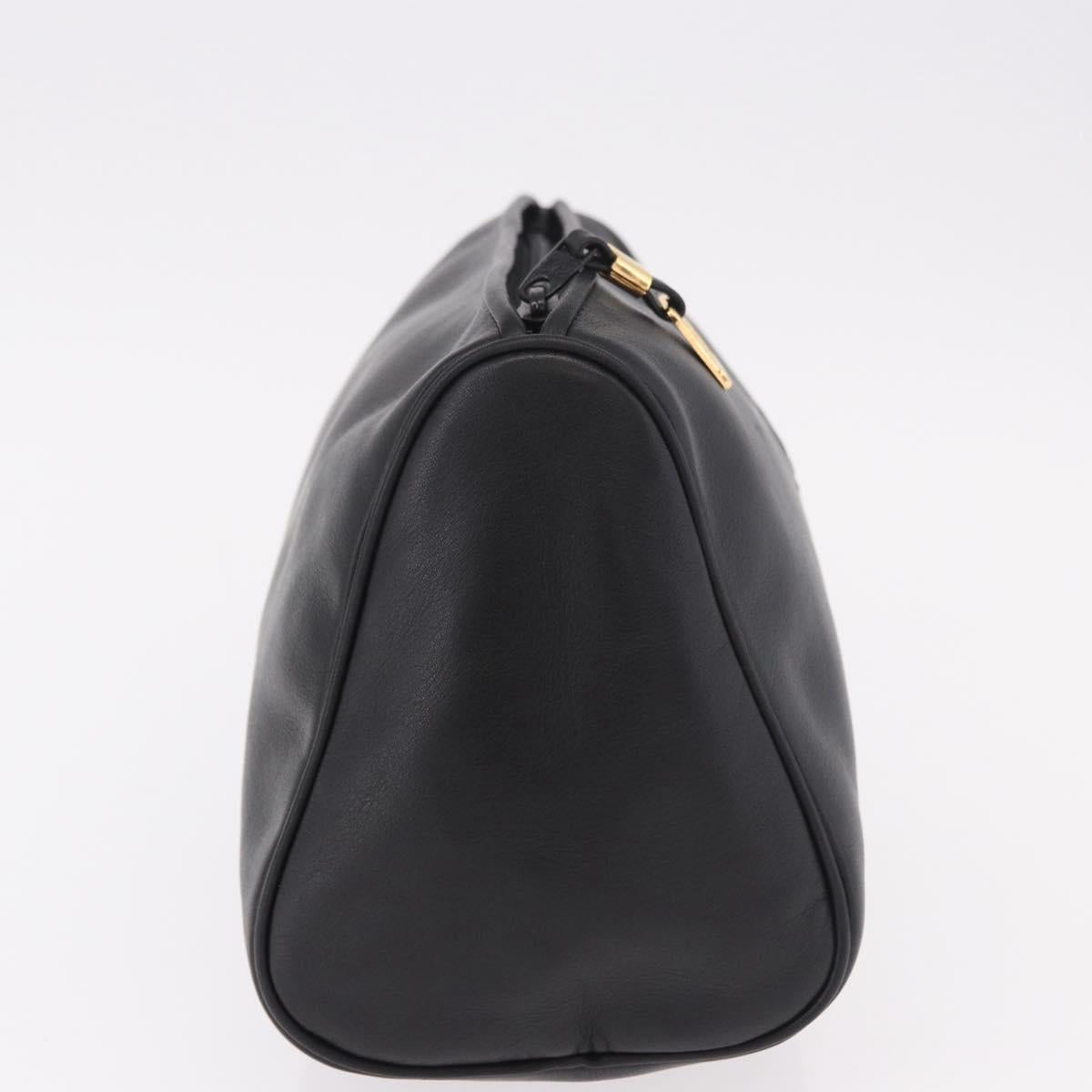 LOEWE Anagram Clutch Bag Leather Black Gold Auth 189343A